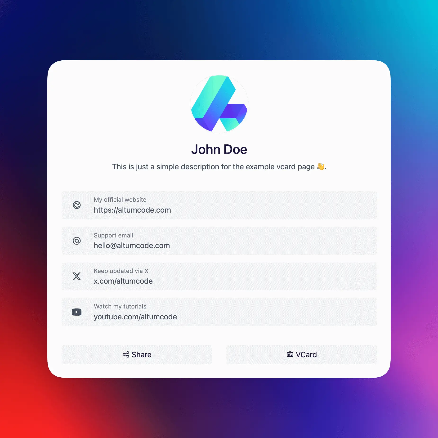 Captura de tela do tema vcard de Los Angeles